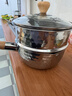 神田日本雪平锅不锈钢小奶锅热奶锅煮面泡面锅宝宝婴儿辅食锅进口汤锅 雪平锅（含玻璃盖+蒸格） 18cm 实拍图