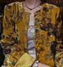 三吉黑花【与君同】新中式丝绒网纱短款羽绒服冬季女款国风外 竹褐(90白鸭绒) S 实拍图
