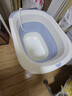 日康（rikang）泡澡桶 儿童折叠浴桶婴儿洗澡盆 宝宝洗澡桶 赠浴凳蓝色X1026-1 实拍图