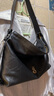半坡饰族（bampo）中号绵绵包hobo托特包头层牛皮大容量单肩斜挎包软包元旦礼物 墨碳黑（中号升级拉链款） 实拍图