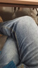 真维斯（Jeanswest）王一博代言牛仔裤男秋冬新款天丝舒适修身直筒高端潮牌休闲裤子男 蓝灰【天丝厚款】 38 码(2尺9) 【建议175-190斤】 实拍图
