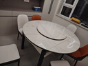 丰舍 餐桌 可变圆桌伸缩折叠实木岩板餐桌椅组合现代轻奢餐桌餐厅饭桌 黑白色-雪山白岩板-101皮椅 【1.50米】 一桌6椅 实拍图