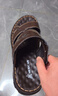 稻草人头层牛皮沙滩凉鞋男士透气套脚拖休闲 棕色 38 实拍图
