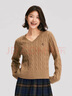 森马（Semir）森柔毛衫|毛衣女刺绣V领显瘦宽松2024绞花上衣复古风109724107014 实拍图