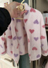 优衣库婴幼儿宝宝长绒摇粒绒拉链茄克长袖印花外套478435 11 粉红色 80 实拍图