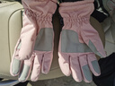目丸保暖手套男女户外冬天骑行防寒风加绒厚触屏女防水冬季棉滑雪手套 2#雪花圆标粉色（拼色女款） 实拍图