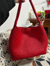 ECODAY编织托特包通勤包女包大容量单肩手提包送女朋友生日新年礼物 红色(大号) 实拍图