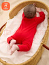 贝瑞加（Babyprints）宝宝拜年服纯棉红色连体衣婴儿百天衣服长袖四季爬服护肚 福气66 实拍图