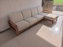 源氏木语精选全实木沙发现代简约布艺沙发小户型客厅储物沙发橡木实木家具 橡胶木原木色四人位+脚凳(梨白) 组装 实拍图