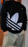 adidas经典时尚宽松抓绒圆领卫衣套头衫男女秋季阿迪达斯三叶草 黑色 XL 实拍图