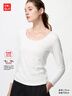 优衣库女装HEATTECH棉混纺U领T恤/8分袖保暖衣内衣478963 480281 478963/01乳白色 XL 实拍图