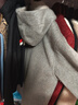 ELLE【100%绵羊毛】灰色格雷系连帽毛呢外套女2025冬新款呢子大衣 灰色 M 实拍图