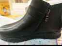 红蜻蜓冬款保暖防滑皮鞋妈妈棉靴加绒短靴中老年棉鞋 WTC42927黑色40 实拍图