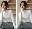 翊尚美半高领打底衫女春秋纯色长袖打底衣女士可外穿新款百搭显瘦上衣 淡雅白+淡雅白【两件装】 均码 【80-140斤】【多买更划算】 实拍图
