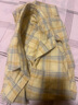 优衣库女装法兰绒衬衫/格纹格子长袖衬衣485263 41 杏黄色 L 实拍图