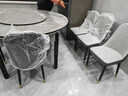 丰舍 餐桌 可变圆桌伸缩折叠实木岩板餐桌椅组合现代轻奢餐桌餐厅饭桌 黑灰色-阿玛尼灰岩板-101皮椅 【1.50米】 一桌6椅 实拍图