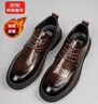 XO皮鞋男【牛皮】2025秋冬正装商务男鞋系带德比鞋西装鞋 棕色 42 实拍图