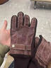 啄木鸟真皮手套男秋冬季骑车摩托车加绒加厚触屏保暖防风防溅水猪皮手套 棕色【加绒加厚+可触屏】 实拍图