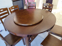 南之安 全实木餐桌椅组合6人圆形多功能伸缩简约现代中式家用吃饭桌跳台 胡桃色 1.38m 一桌8椅(送转盘) 实拍图