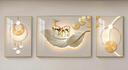 诗六艺家饰客厅装饰画北欧现代简约沙发背景墙挂画三联画大气轻奢壁画晶瓷画 羽鹿生辉（铝合金外框） 晶瓷画左右40*60+中间80*60亮面 实拍图