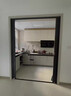 全铝合金折叠门推厨房隐形空调隔断门拉门卫生间楼梯口平移门防盗 防火阻燃白色边框 灰色铝板 带锁 实拍图