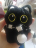 黑猫玩偶毛绒公仔挂件ins可爱猫咪包包挂饰情侣礼物送女朋友礼物 黑白围巾+黑猫【升级双扣挂绳】 会吱吱叫【10厘米左右】 实拍图