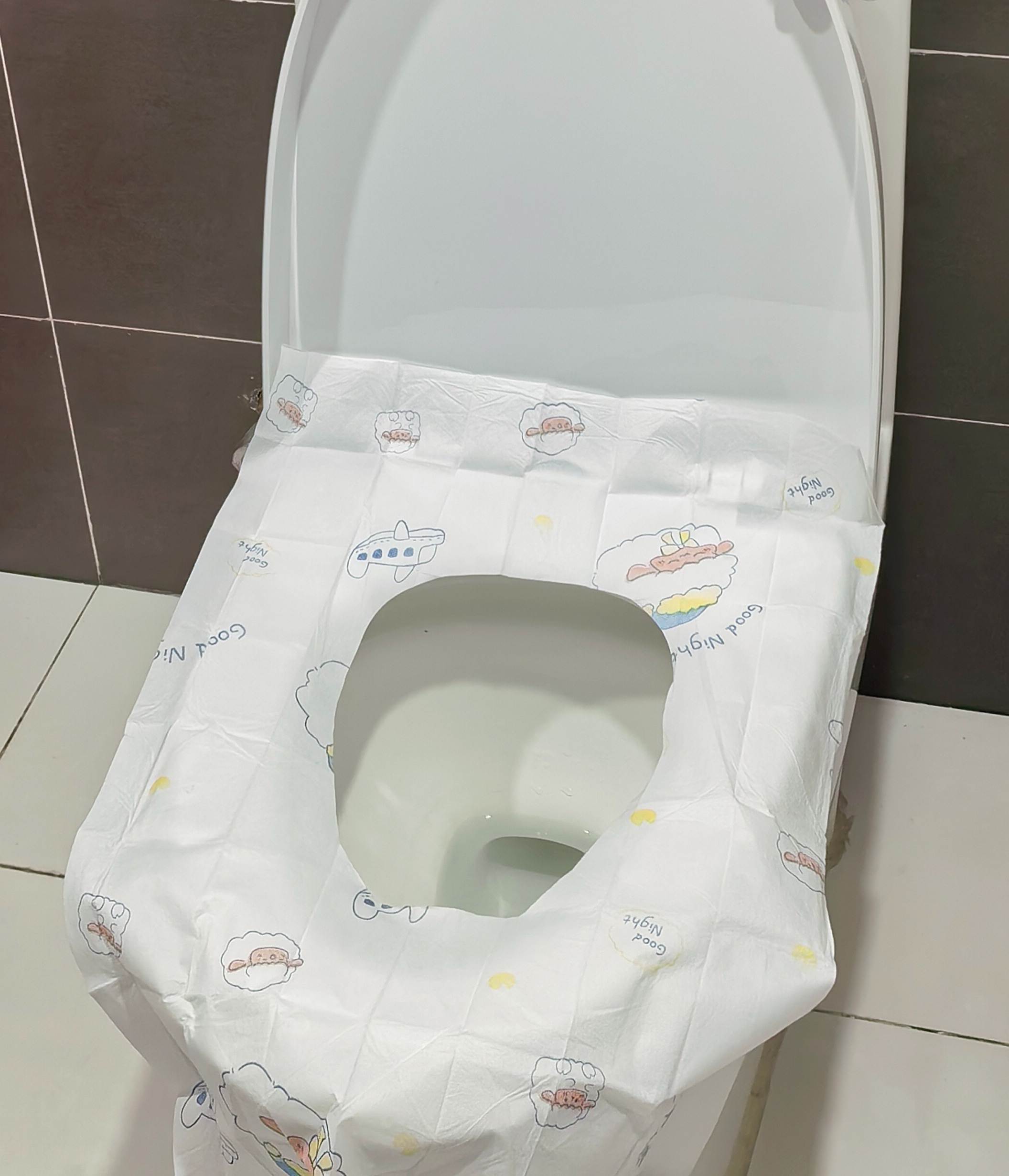 无印良品一次性马桶盖罩旅行粘贴式旅游出差酒店防水马桶坐便套印花30片 实拍图