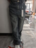 GXG男装2024年宽松阔腿牛仔裤男蓝色170/M 实拍图