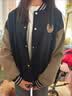 花语志女士外套秋冬小个子百搭短款外套棒球服休闲加厚女装外套夹克韩版 滑板胸章棒球服【黑色】 L 【建议90-100斤】 实拍图