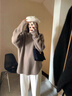 FOX.G女士毛衣针织衫打底衫内搭外穿女装外套2026新款秋冬衣服慵懒 慵懒风软糯开叉毛衣咖色 均码 【建议120以内】 实拍图
