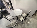 初屋 餐桌 岩板餐桌椅组合现代简约伸缩折叠圆桌家用小户型实木饭桌子 黑白色-雪山白岩板-实木椅子 1.2m 一桌四椅 实拍图