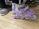 斯威（SWAY）轮滑鞋儿童溜冰鞋男女童初学套装中小学滑轮滑冰旱冰鞋成人直排轮 莫紫八轮全闪+头盔护具+一体支架 M (适合6-12岁)平时鞋码31-36 实拍图