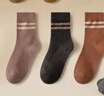 浪莎袜子女秋冬中筒袜抗起球纯棉袜条纹黑色长筒袜女士长袜 实拍图