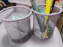 西玛（SIMAA）圆形笔筒网纹防锈办公金属 创意简约桌面收纳 莫兰迪粉色7117 实拍图