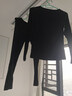 红豆内衣女秋衣秋裤纯色棉氨圆领薄款保暖内衣套装 月夜黑160 实拍图