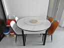奥利克丝 亮光岩板餐桌椅组合 现代简约实木餐桌可伸缩折叠圆桌吃饭桌子 亮光雪山白-黑白框架轻奢皮椅款 1.35米 一桌六椅【12MM加厚岩板】 实拍图
