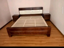 麦娅月胡桃木实木床现代简约1.8米双人软包床新中式1.5米单人储物 胡桃木床+乳胶弹簧棕垫+2柜 1800*2000mm框架款 实拍图