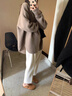 FOX.G女士毛衣针织衫打底衫内搭外穿女装外套2026新款秋冬衣服慵懒 慵懒风软糯开叉毛衣咖色 均码 【建议120以内】 实拍图