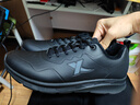 特步运动鞋男鞋跑步鞋冬季加绒皮面防水轻便减震休闲慢跑鞋棉鞋黑色 实拍图