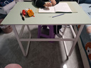 舒客艺家电脑桌台式书桌家用卧室学习桌学生学习桌小户型工作台转角书桌 奶油白+白架【80*50】 实拍图