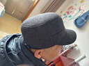 红蜻蜓中老年帽子男冬季加绒护耳鸭舌帽老人防风保暖爷爷帽老头平顶帽 加绒加厚护耳·灰色 均码 帽围可调（56-60CM） 实拍图