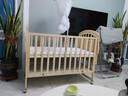 优乐博（ULOP）婴儿床实木拼接床多功能可移动升降宝宝小床带护栏新生儿哄睡摇篮 大床+床围软包+尿布台+椰棕床垫+蚊帐 哄睡神器婴儿摇摇床 实拍图