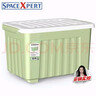 SPACEXPERT 衣物收纳箱特大号塑料整理箱车载储物箱60L绿色 1个装 带轮 实拍图