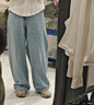 优衣库女装男装宽松廓形牛仔裤/弯刀镰刀裤子479000 482280 479000/62粉蓝色 24 /155/62A 实拍图