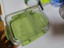 德玛斯 耐热玻璃保鲜盒 微波炉专用加热饭盒 冰箱收纳带盖密封分隔储物便当碗餐盒 北欧绿分隔880ml 实拍图