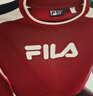 FILA 斐乐官方女子套头卫衣冬季logo时尚休闲拼色针织内搭长袖上衣 妖艳红-WI S 实拍图