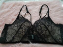 莫代尔纯欲前扣内衣女士红色本命年套装美背蕾丝聚拢收副乳无钢圈文胸罩 墨黑色套装 XL -38/85AB[小胸聚拢] 实拍图