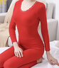 浪莎秋衣秋裤女 棉薄款舒适贴身保暖内衣套装女士修身打底衫冬季 红色(适合身高160-170cm 80-130斤) 实拍图