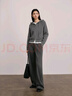 伊芙丽（eifini）蒋欣代言连帽休闲宽松系带软糯厚实毛针织衫外套冬季新款毛衣女 灰色 S 80-100斤 实拍图
