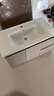 恋派奶油风浴室柜 陶瓷一体洗手盆卫生间悬挂式洗漱台一体洗脸盆组合 风水镜奶茶灰+陶瓷一体盆+龙头配件90cm 实拍图